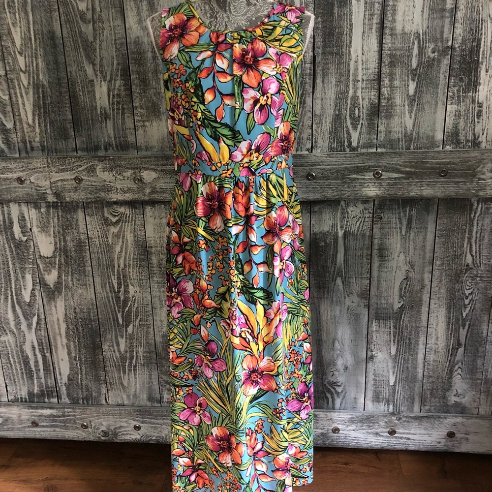 Talbots Petites Floral Multi Color Maxi Dress